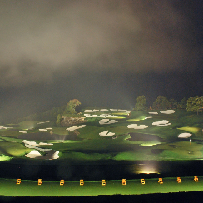Golf tee line mat, ball teed up